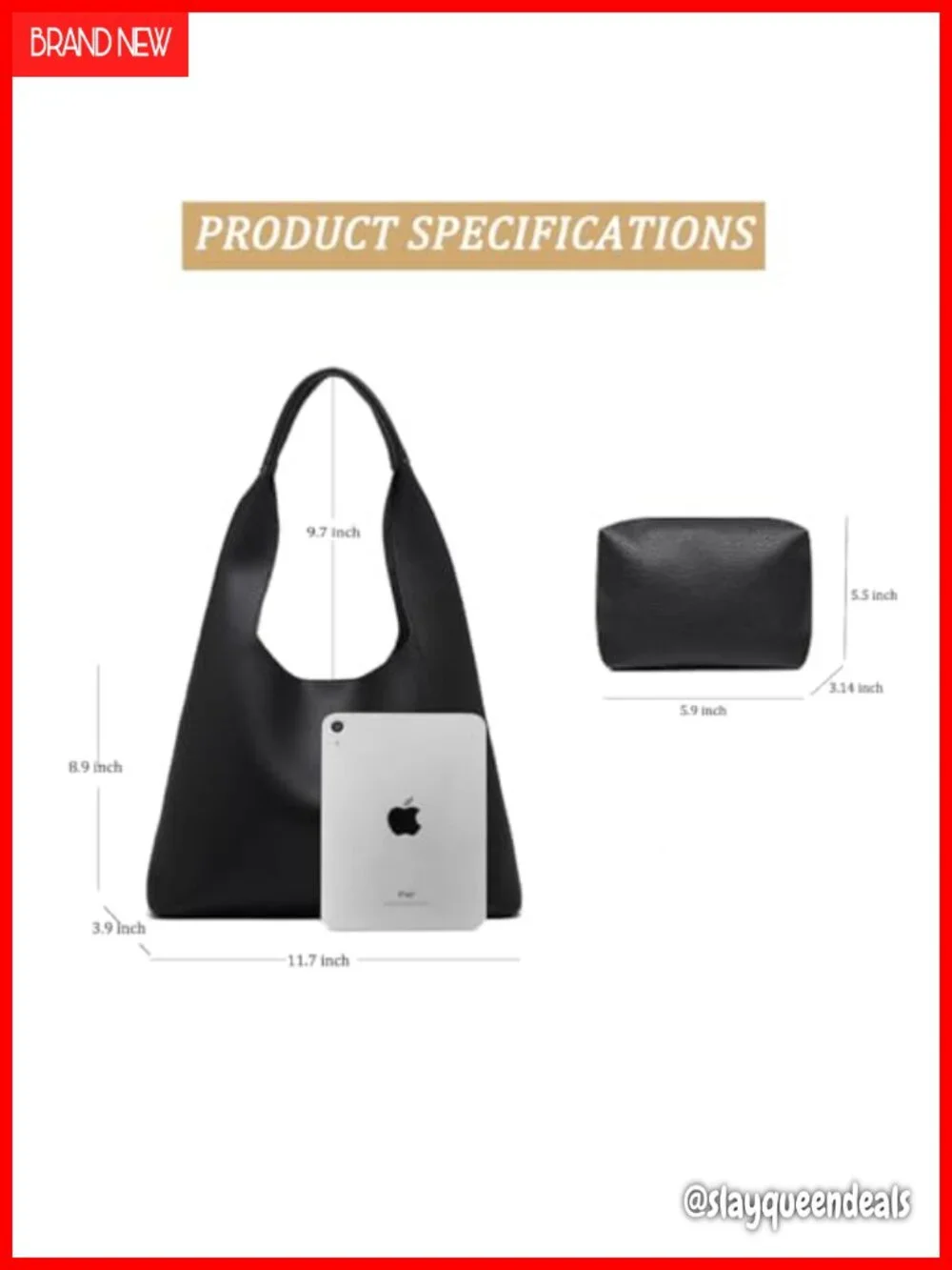 Vegan Leather Hobo Tote Shoulder Bag Large Capacity Work Travel